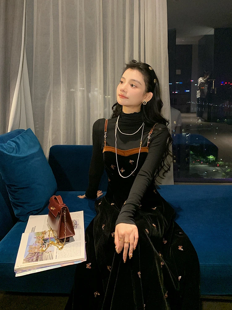 依漾自制-【九月茶花】新款显瘦收腰设计感连衣裙-B8651Q