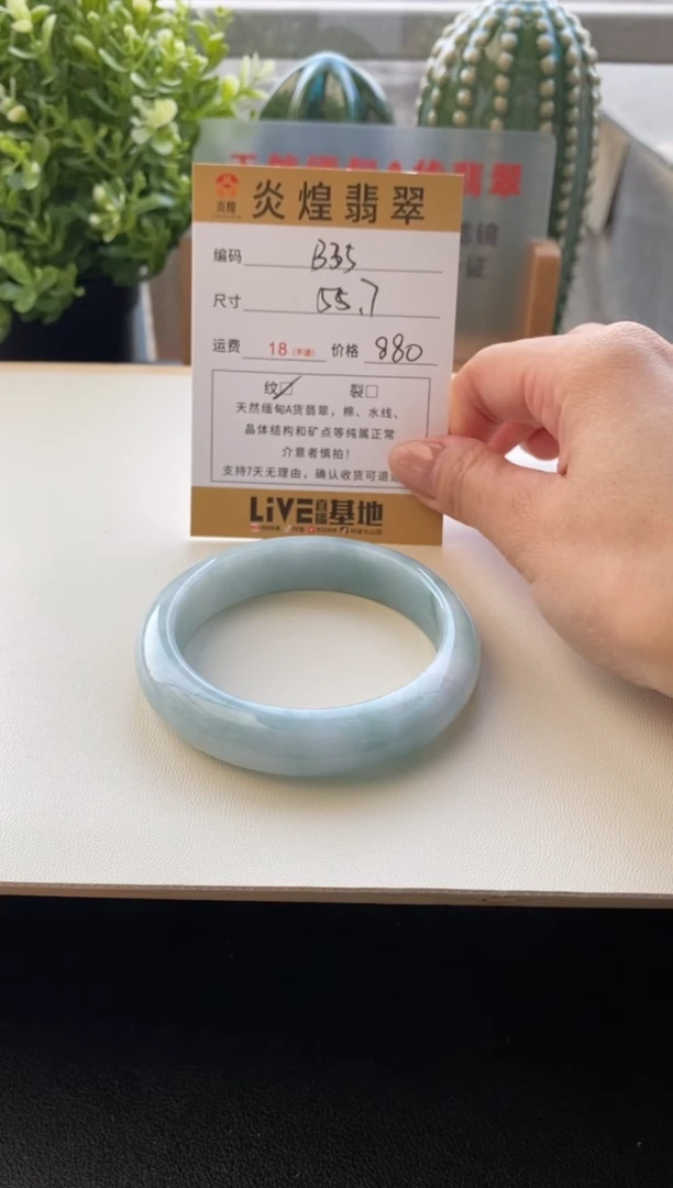 未镶嵌手镯翡翠圈口55.6编码B35