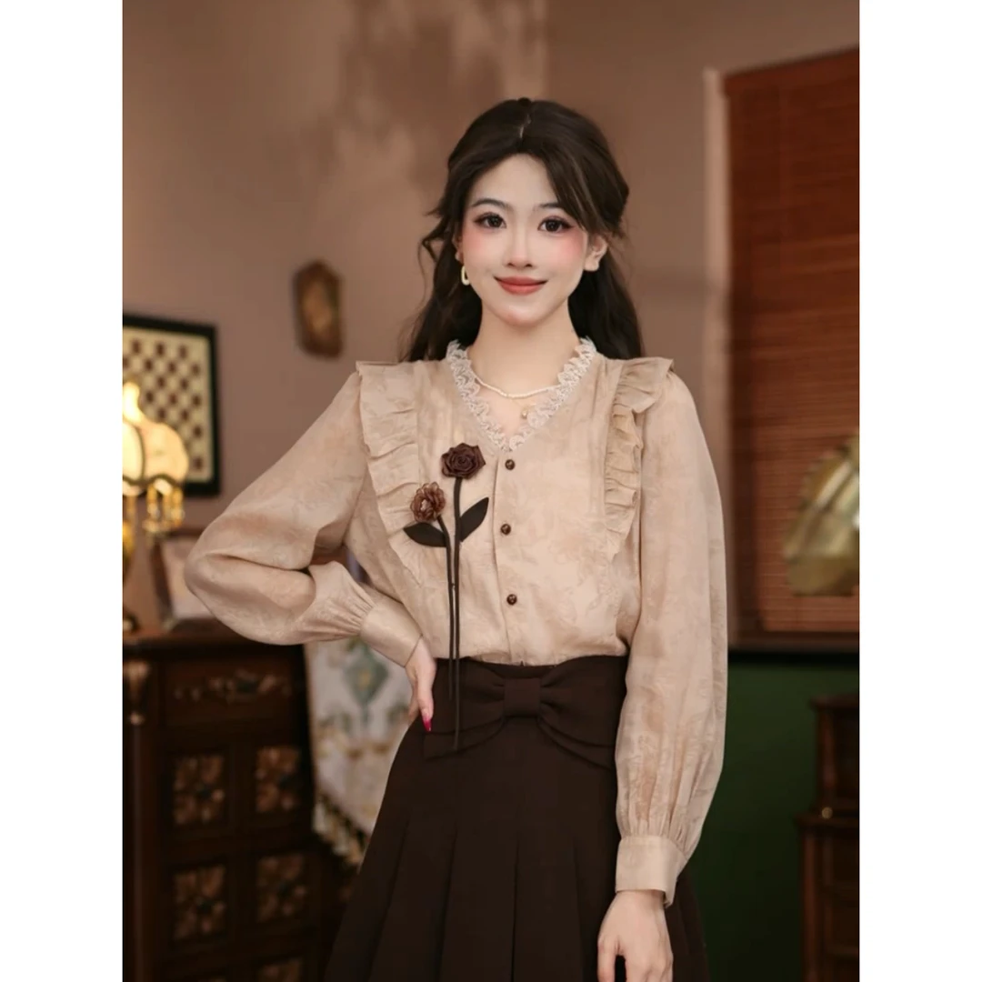 小妍【千衿】港味复古显瘦气质设计感上衣28730