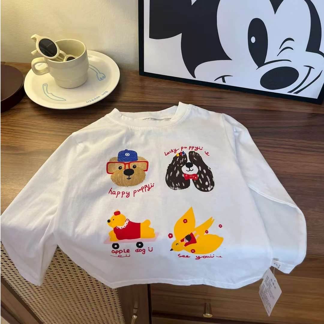 【欧若风】儿童纯棉长袖T恤男女童打底撞色拼接洋气中大童百搭上衣