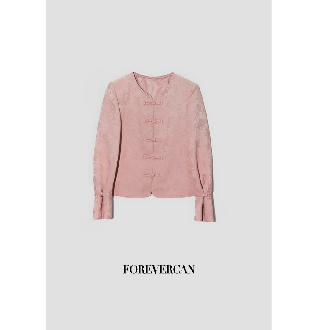 FOREVERCAN“桃花坞”新中式手工盘扣喇叭袖外套SC20982