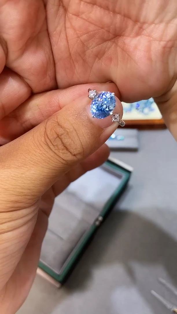 海蓝宝石戒圈银S925镶嵌.....