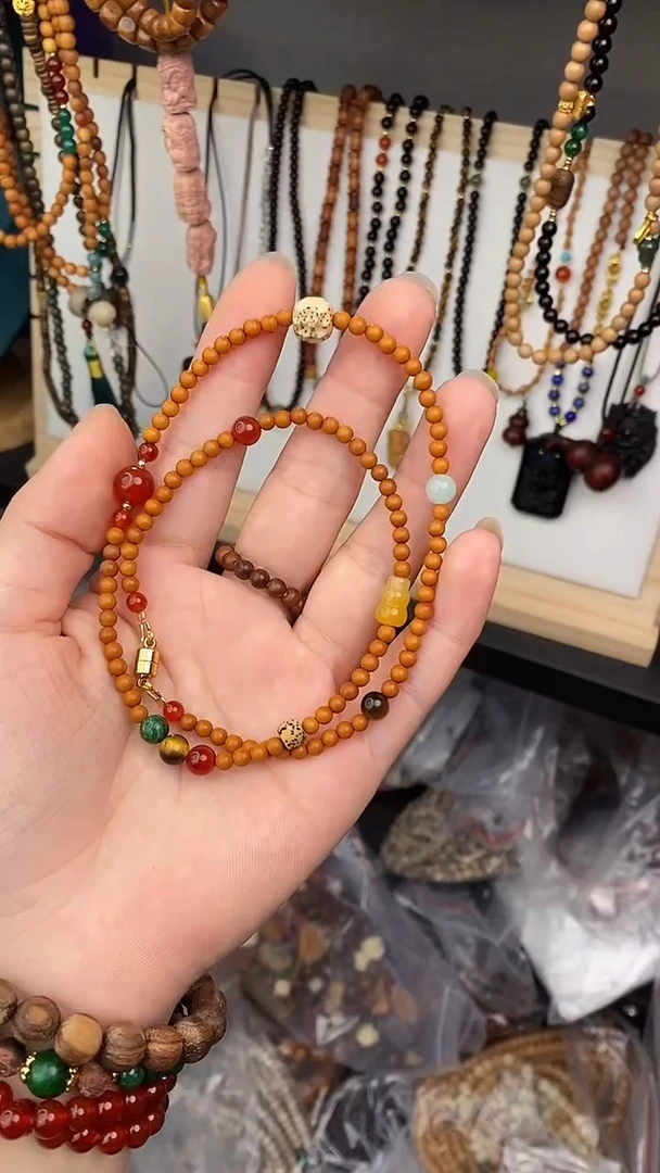 未镶嵌橄榄核手串橄榄核圆珠锁骨链