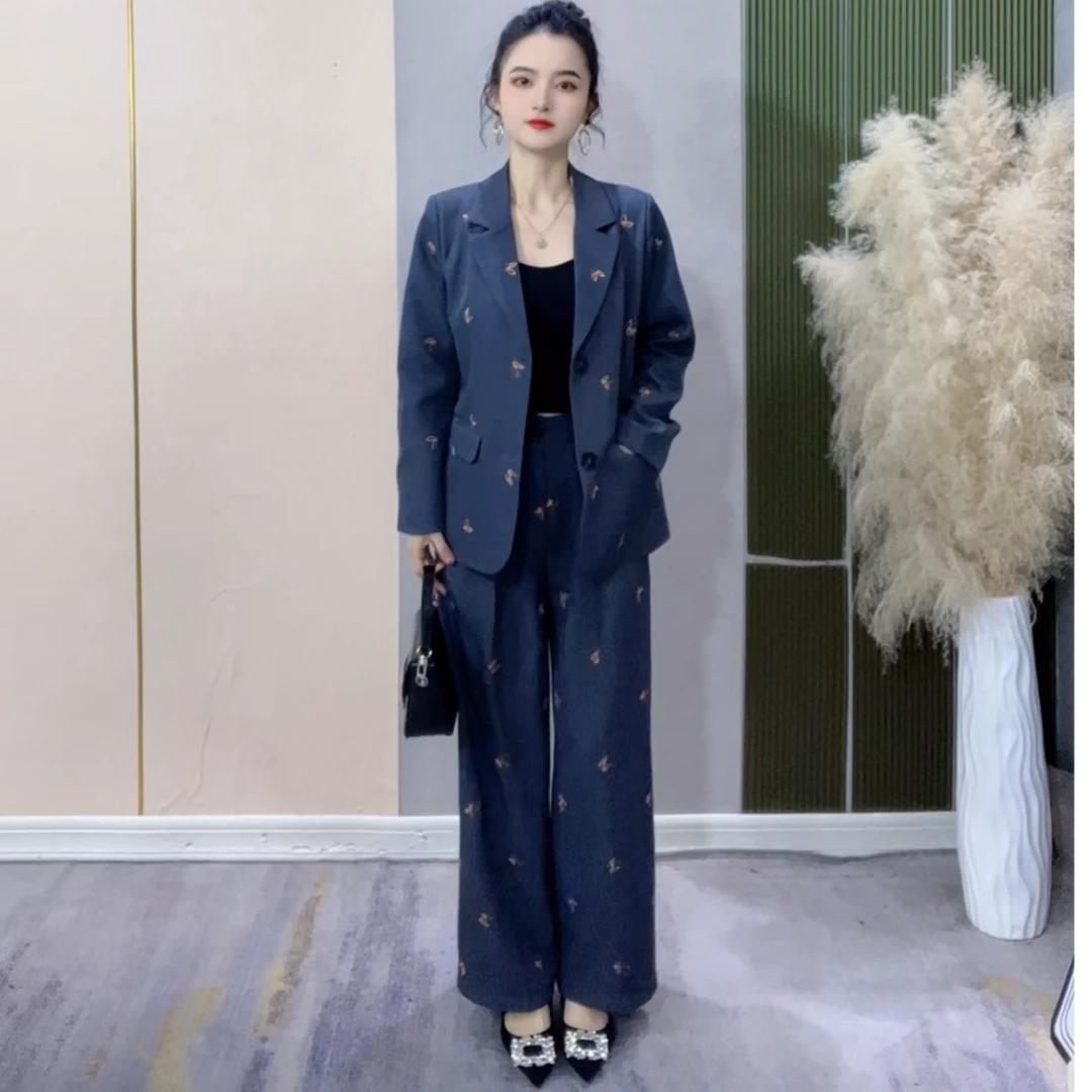 小个子定制春新款时尚小香风女神范轻奢显瘦西装套装两件套2503