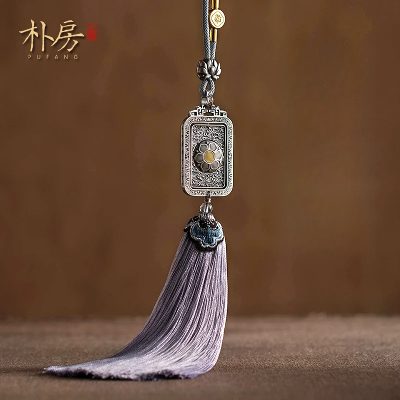 纯银六字真言汽车挂件男女后视镜吊坠可转动车内饰品平安高档挂饰