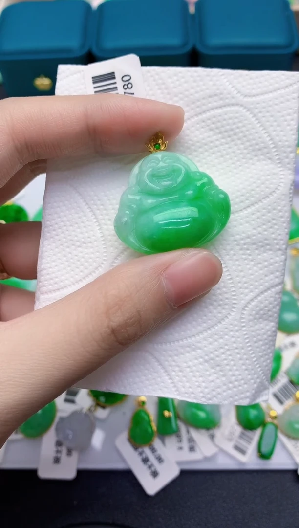颈饰18K金镶嵌翡翠天然翡翠缅甸A货