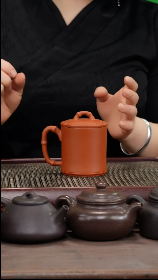 【闪购商品】紫砂茶壶零添加朱砂竹节盖杯