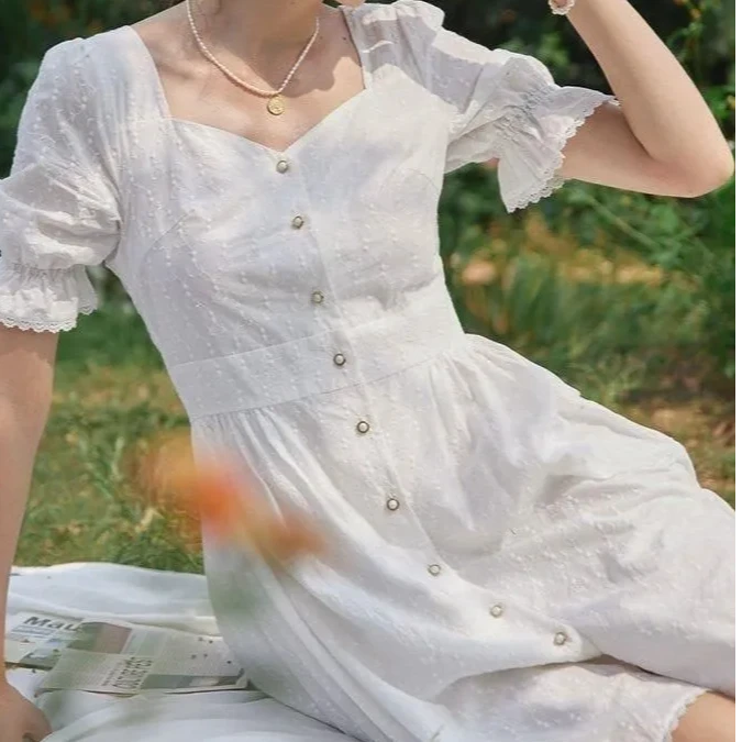 日制古着连衣裙vintage复古森女欧美甜妹宽松气质孤品显瘦长裙