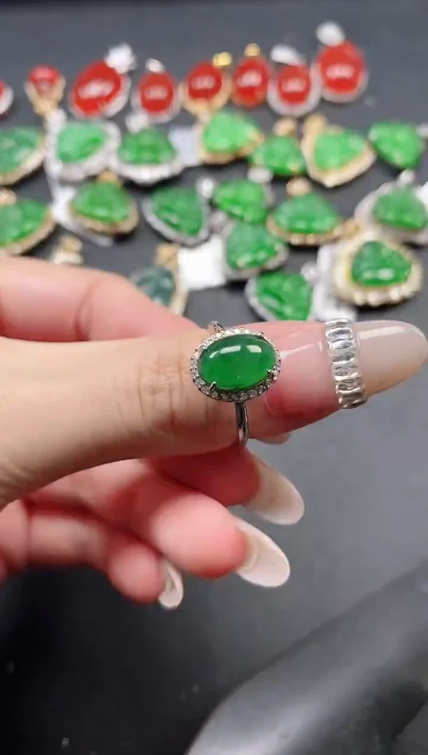 银S925镶嵌戒指翡翠51511