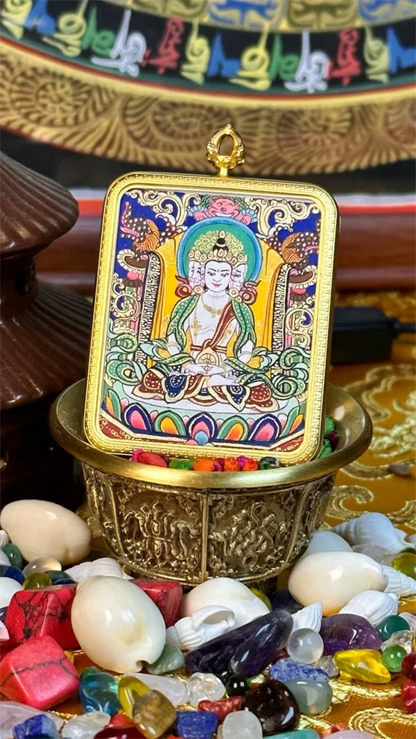 唐卡吊坠真品西藏纯手绘【大日】高卡青海热贡非遗矿物颜料正品保真