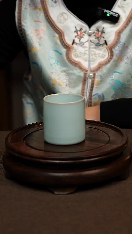 瓷片天青色直口杯100ml微瑕不带礼盒