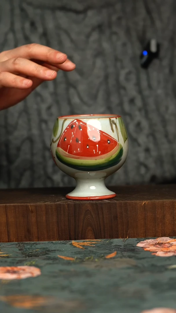 杯釉下彩手工手绘同款陶器