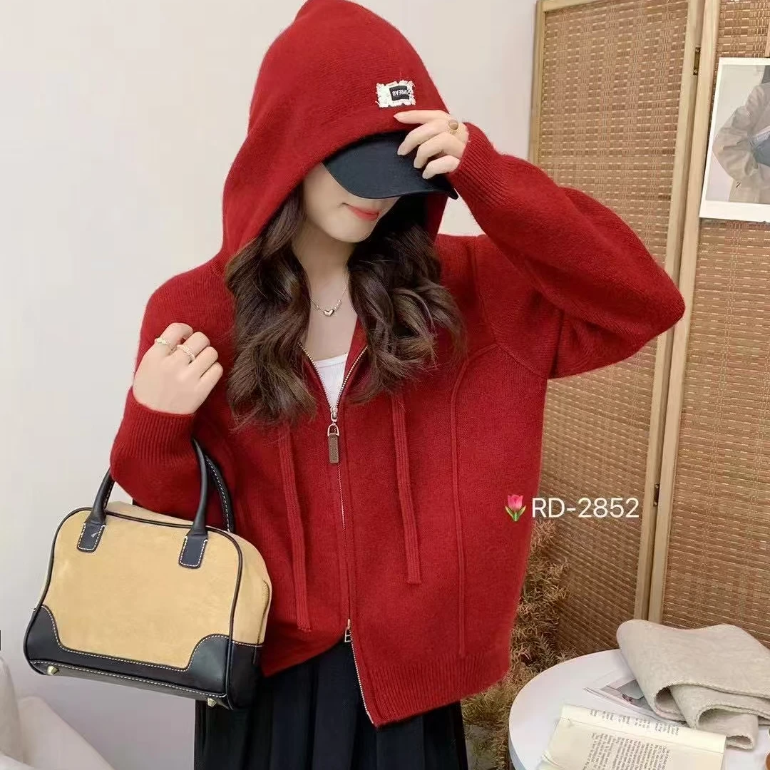 靓衣坊 春季新品针织帽衫拉链款