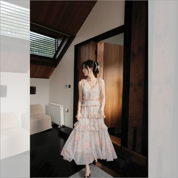 碎花系列—-吊带裙QL232017