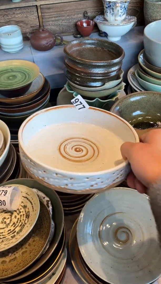 【闪购商品】瓷片977  白麻点直边盘1个