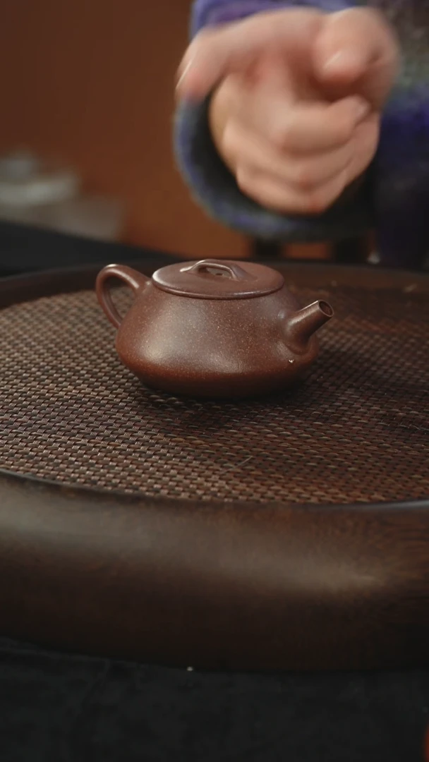 茶壶紫砂平盖石瓢 桃花泥