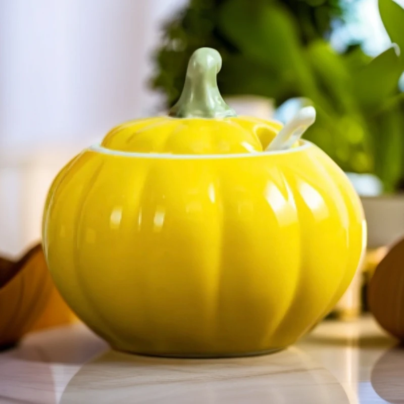 南瓜调味罐家用瓶罐带盖厨房盐罐调料辣椒油带勺子盖