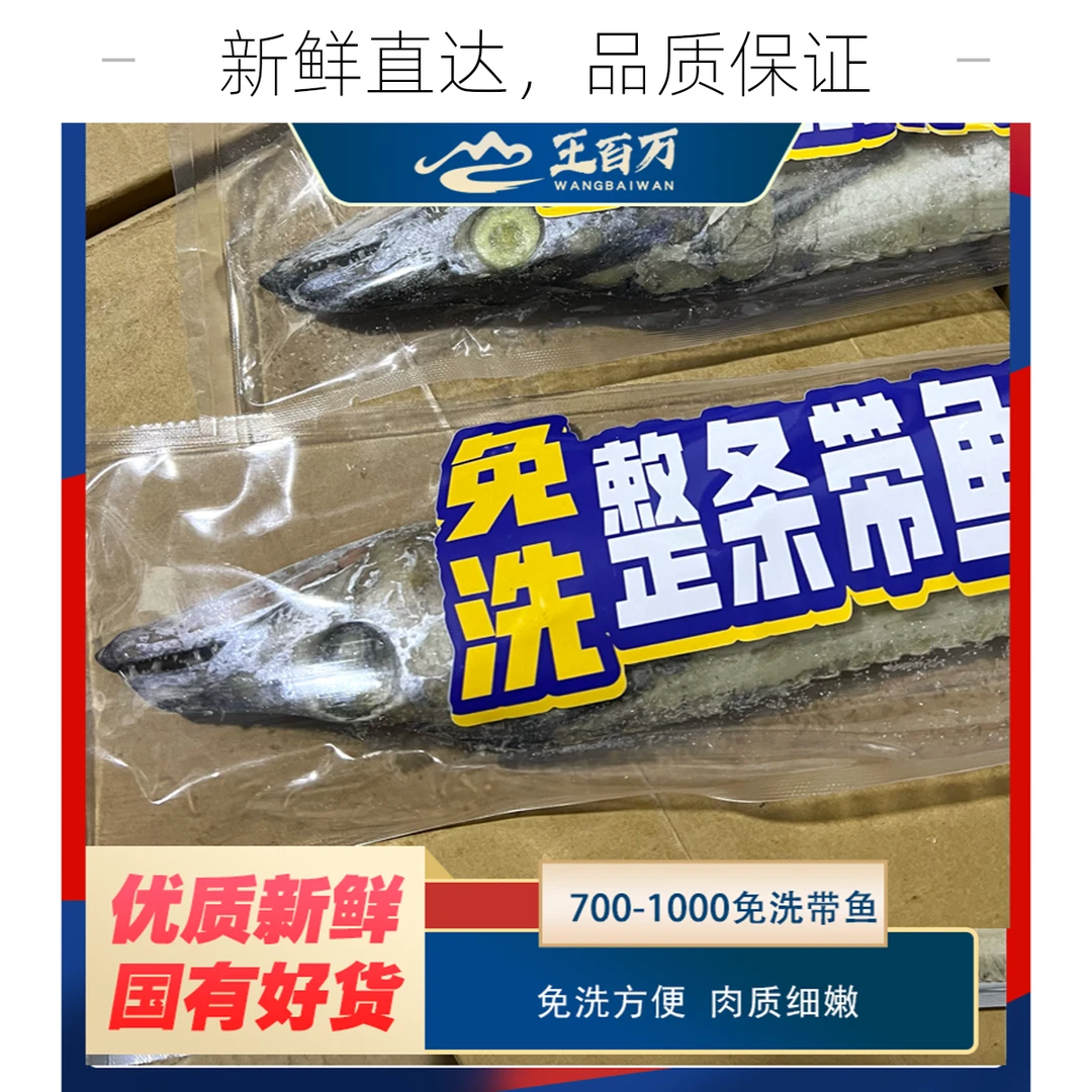 【王百万海鲜】精选免洗700-1000带鱼3公斤/只发新疆