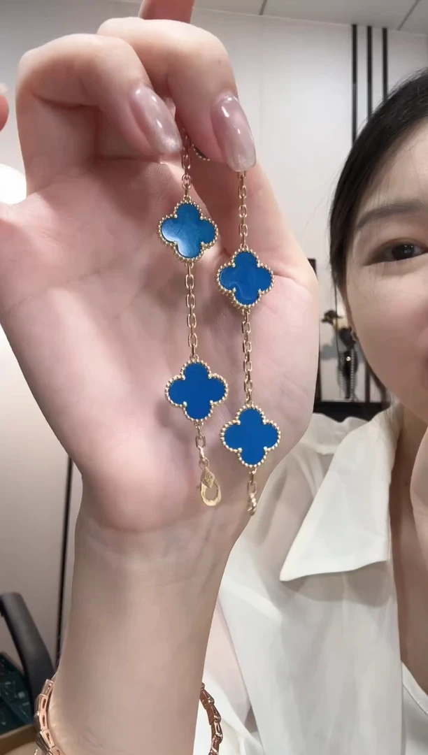 玛瑙/玉髓手链18K金镶嵌?**?蓝色k黄五花手链GHJ.24