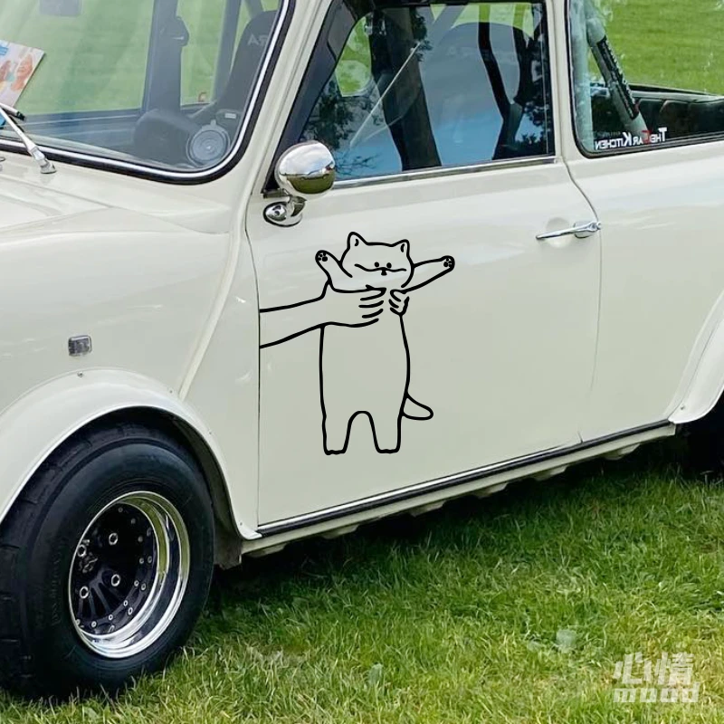 心情车贴丨抱起小猫咪可爱图案汽车身门后挡风玻璃装饰贴纸可定制