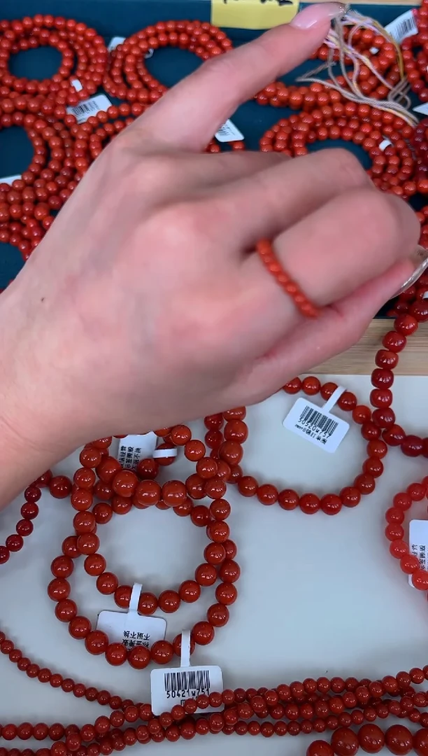 手串未镶嵌南红玛瑙柿子锦红小戒圈A24