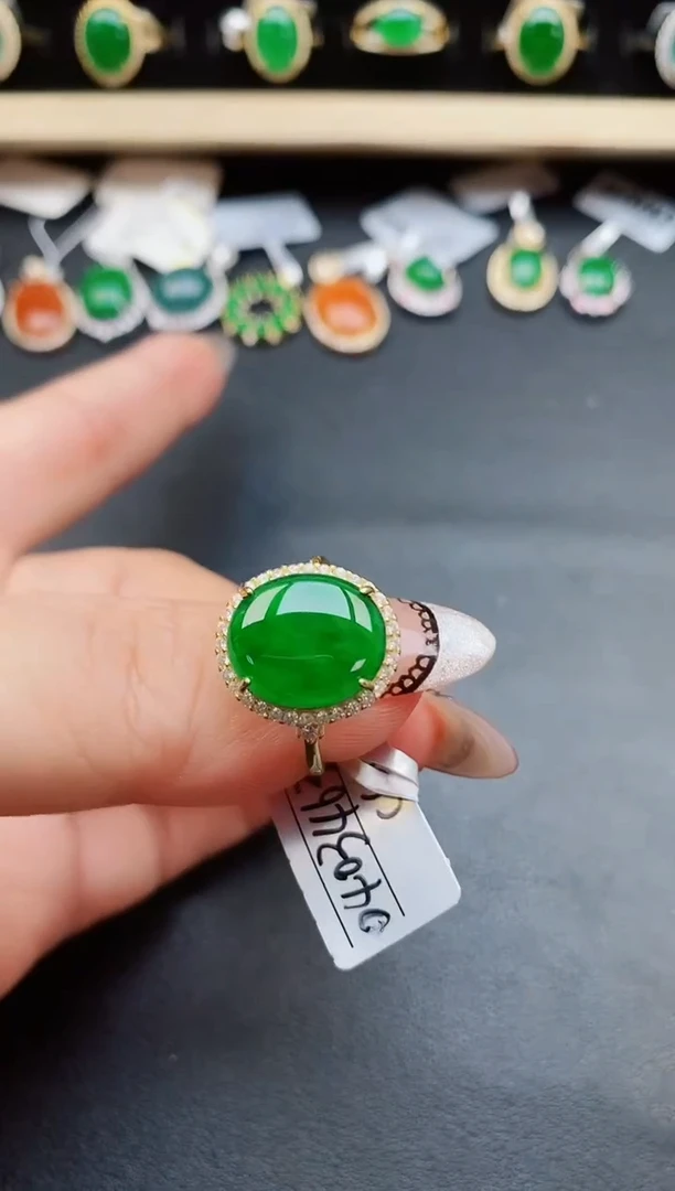 翡翠戒指银S925镶嵌5085