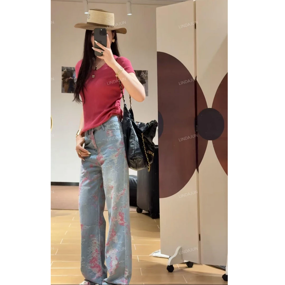 大君君 新款夏季深圳南油原版樱花裤直筒牛仔裤 K040