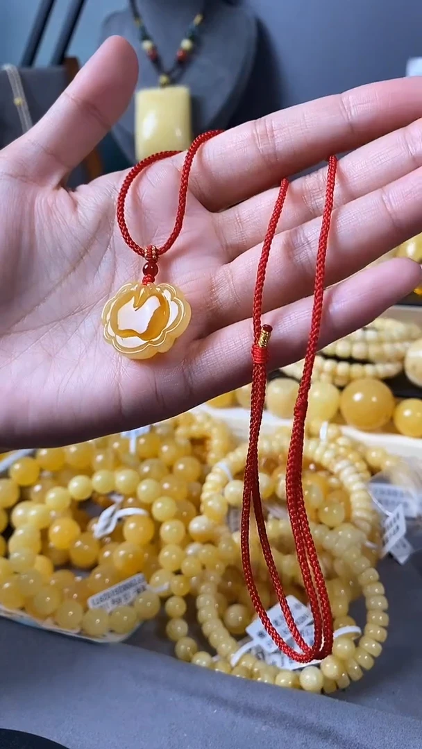 裸石琥珀未镶嵌宝宝锁