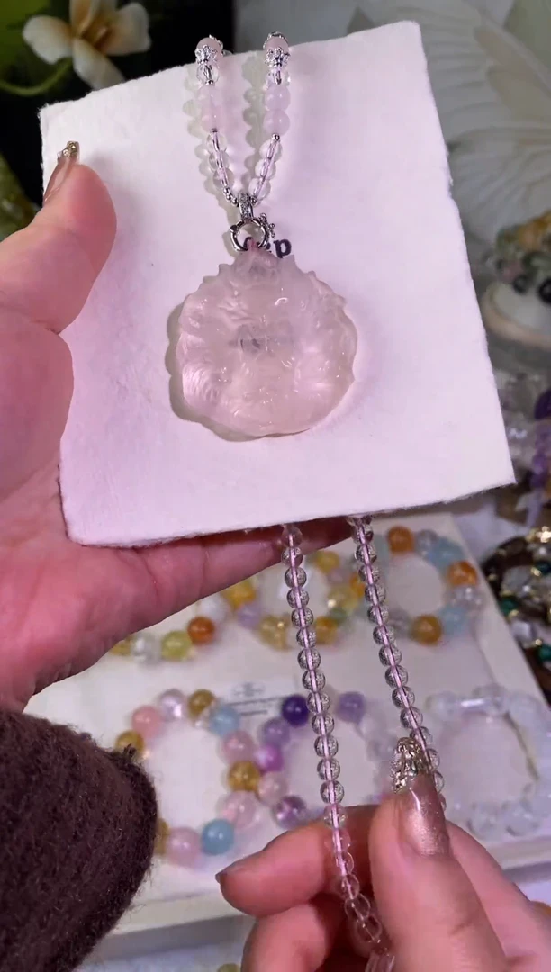 未镶嵌手串水晶粉水狐牌项链