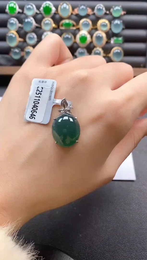 银S925镶嵌戒指翡翠51151