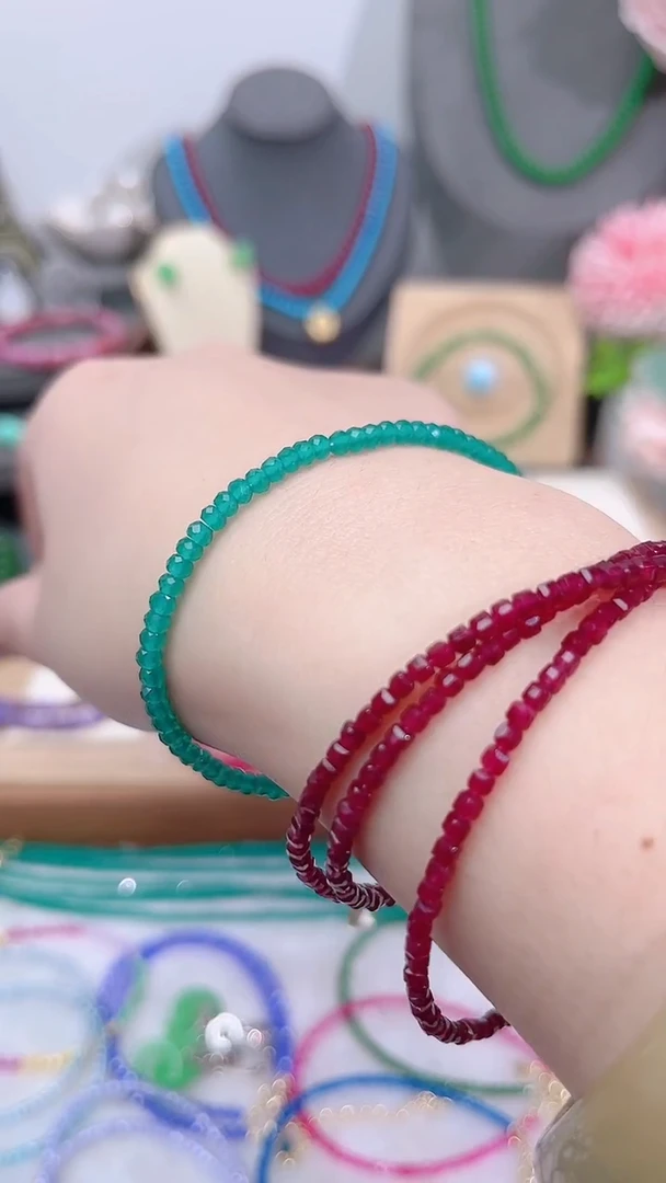 银S925镶嵌手链祖母绿算盘刻49