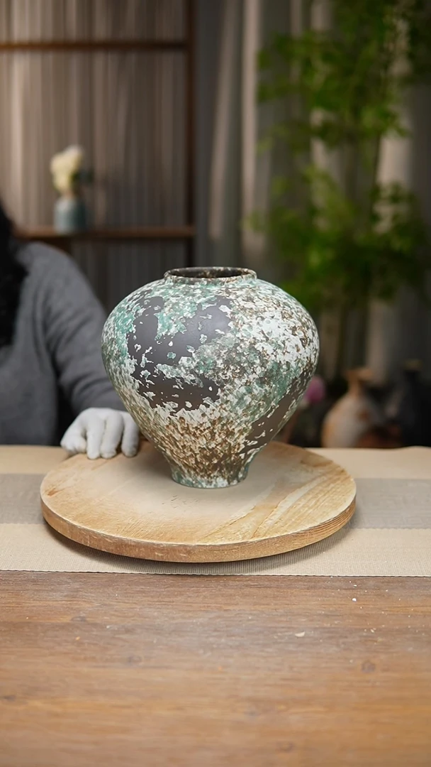 【闪购商品】陶瓷花器涂鸦绿月亮罐