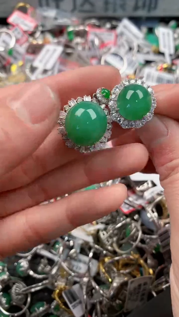 银S925镶嵌戒指翡翠6             3