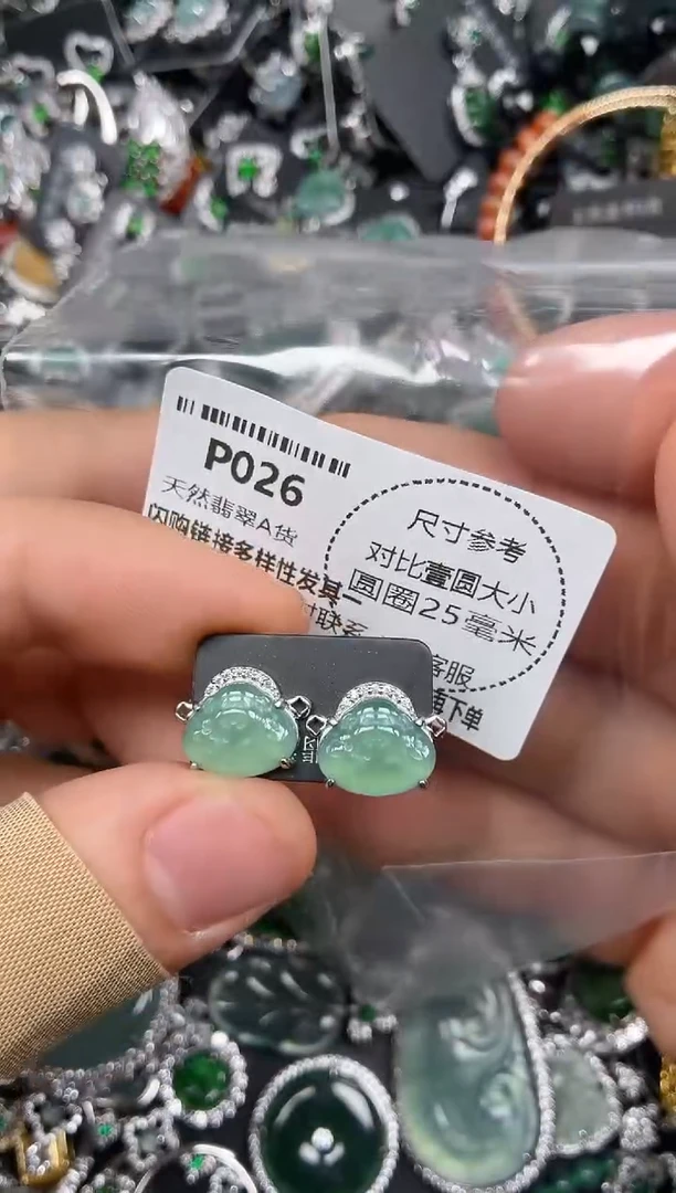 颈饰未镶嵌翡翠P026耳钉