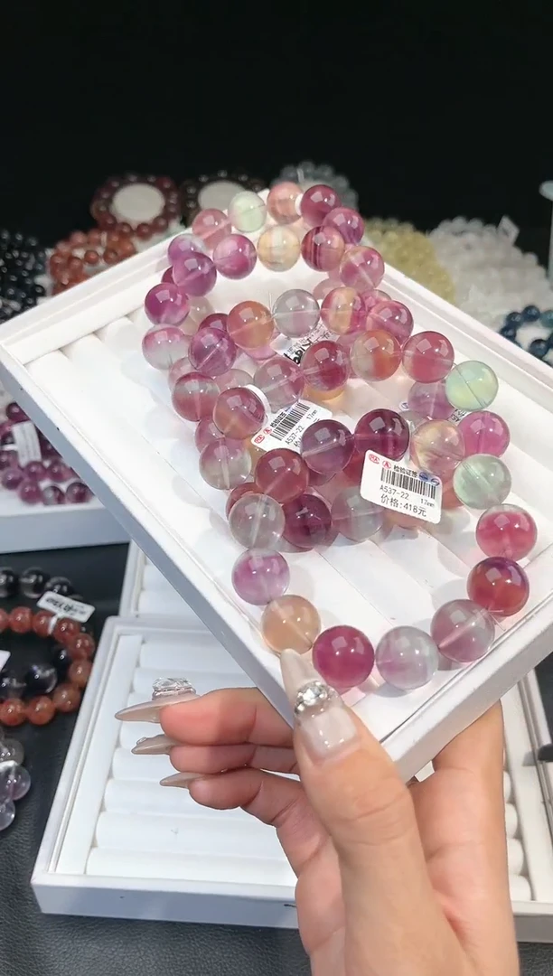 【闪购商品】萤石手链未镶嵌多样性发一彩萤石17mm