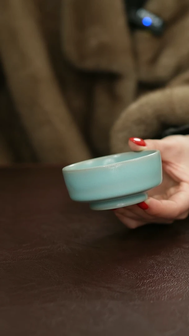 摆件瓷原矿原釉汝宋汝瓷 马蹄杯