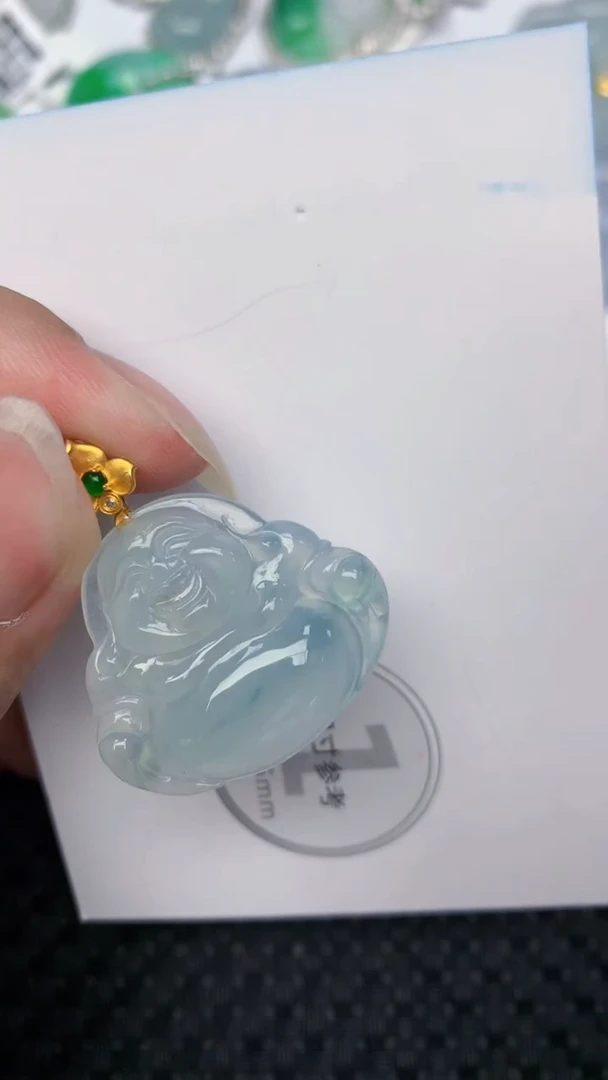 颈饰18K金镶嵌翡翠天然缅甸翡翠a货百元以上9元证书费自理