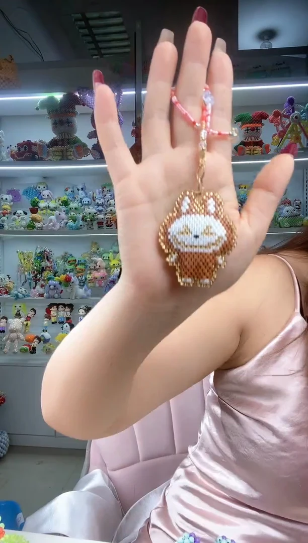 玻璃3013卡2.5古董珠眯眼布布挂件材料包1套美拉德