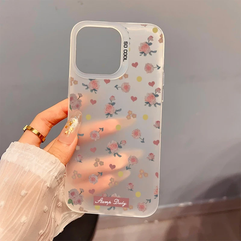 波点玫瑰花适用iphone16pro苹果13手机壳14PRO新15创意12全包11软