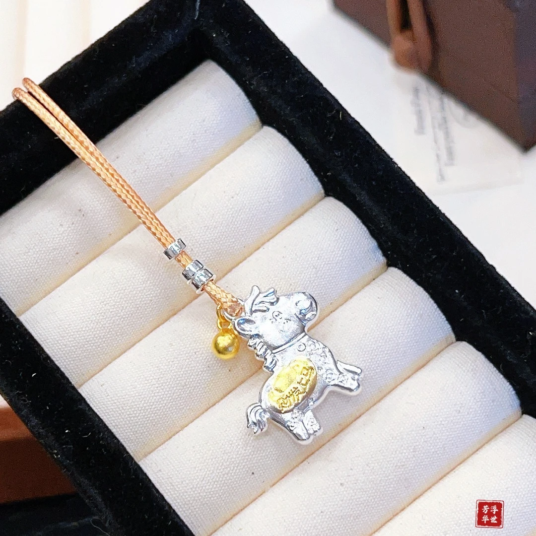 吊坠足银 足银【本命年】马上发财小马编绳套链