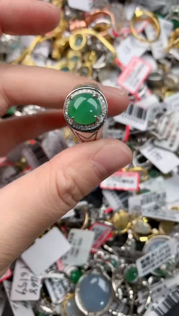 银S925镶嵌戒指翡翠12-12-12       5