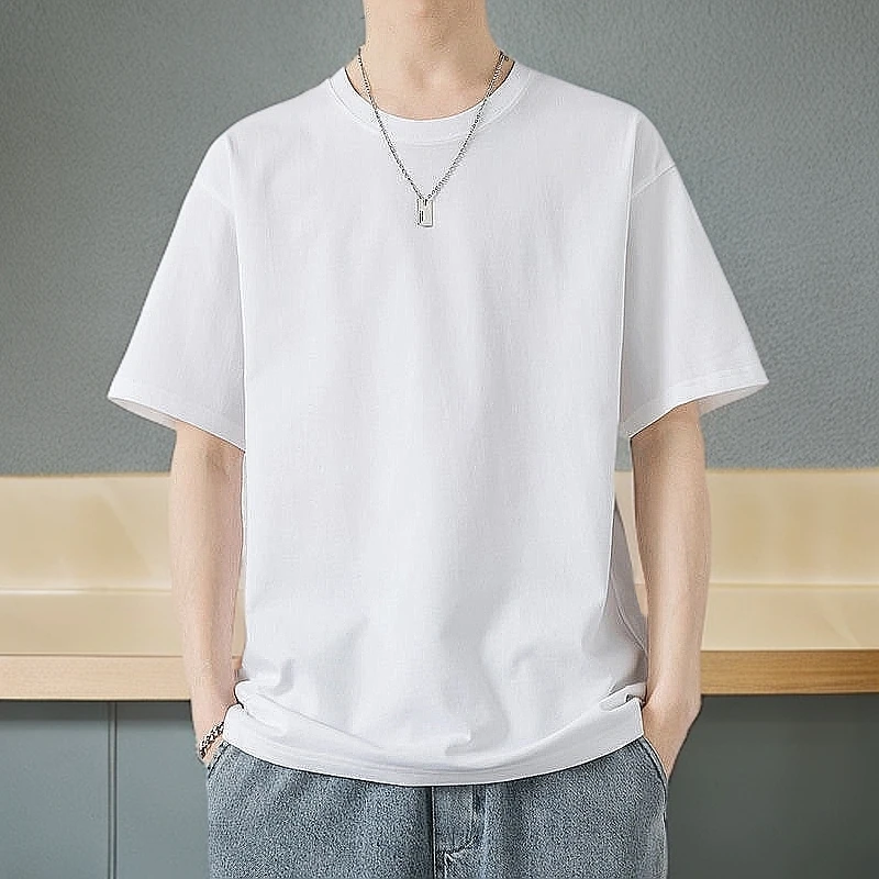高级感男生短袖t恤潮牌夏季宽松新款潮流ins简约纯棉百搭半袖上衣