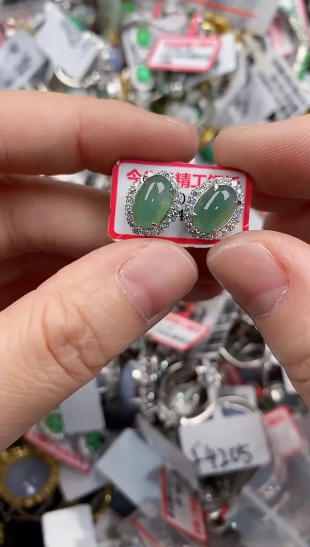 银S925镶嵌戒指翡翠444----7