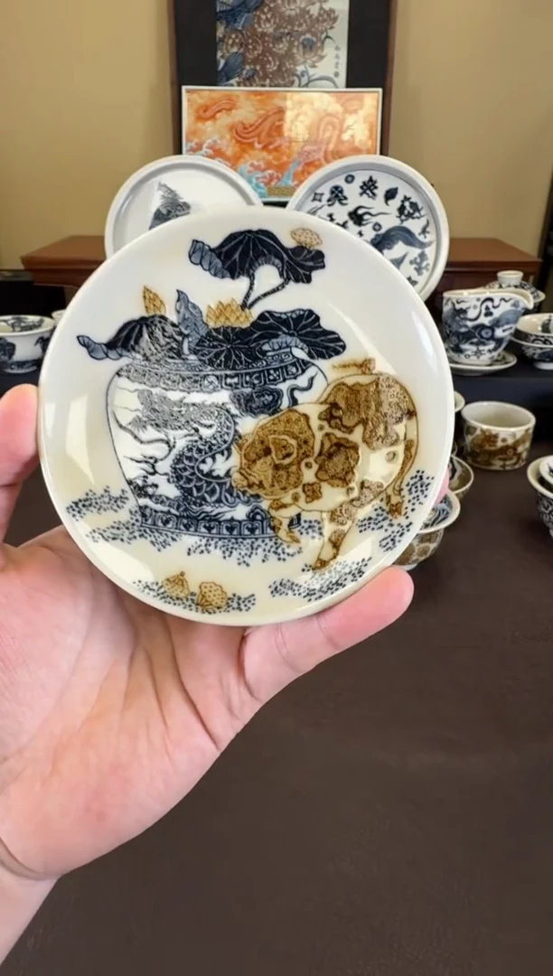 二号釉猪猪蹭龙缸杯垫