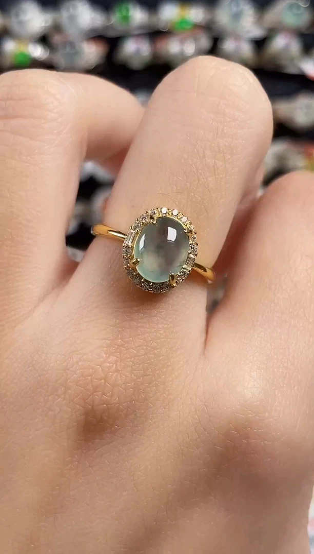 银S925镶嵌戒指翡翠天然A货翡翠85