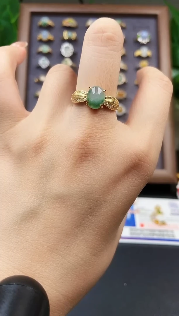 银S925镶嵌戒指翡翠12