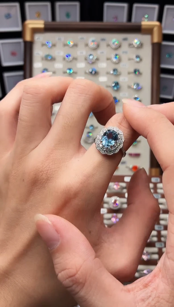 无925银轻奢魔鬼蓝色女神戒