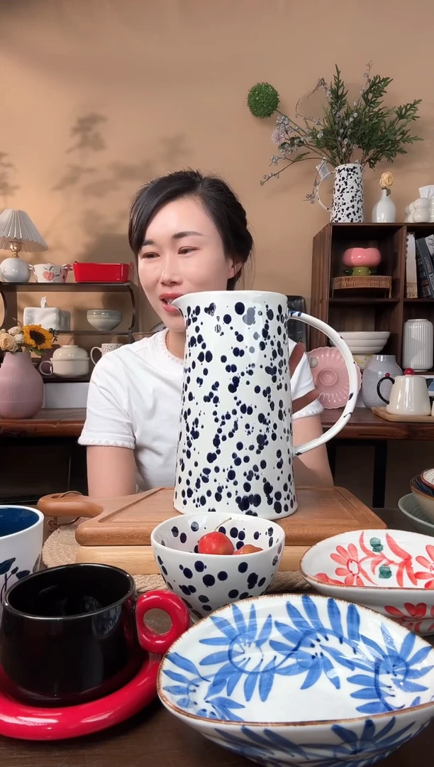 陶瓷泼蓝墨水壶微瑕