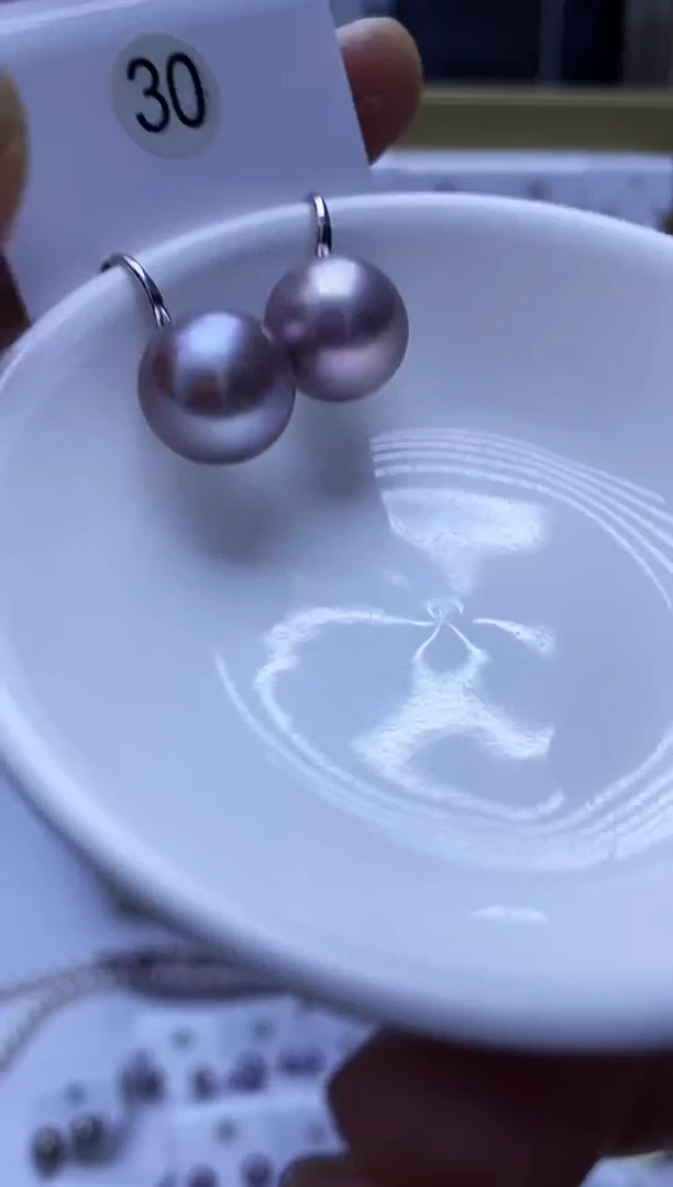 银S925镶嵌耳饰淡水珍珠30
