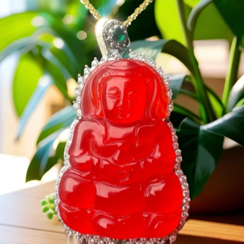 ｛高端甄选｝DSJ044红色观音吊坠